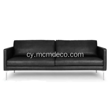 Soffa Lledr Ddu Rhydychen Echo High-End